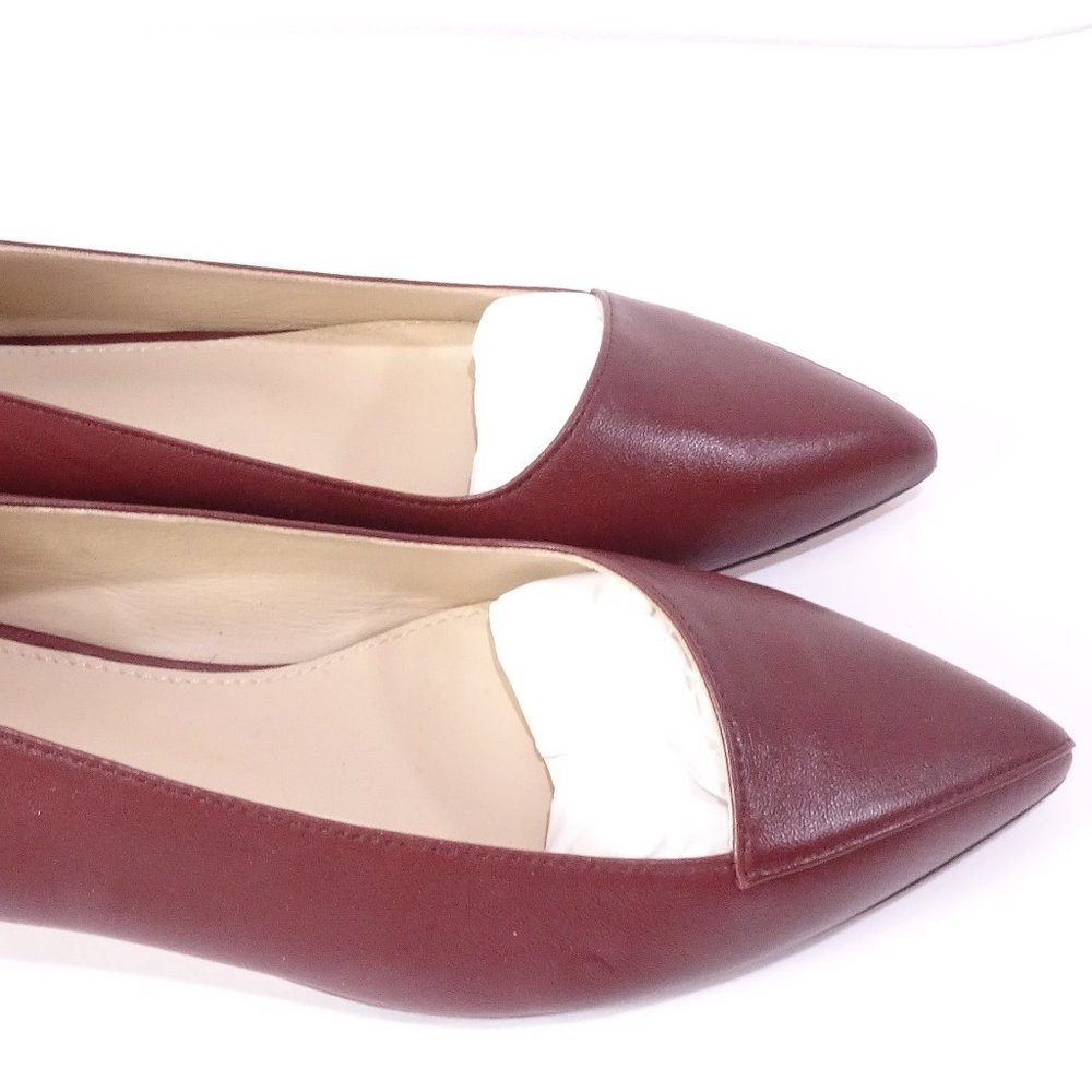 Theory Pointed Flat in Leather Flats Maroon NIB 320 Sz 37 - Picture 3 of 11